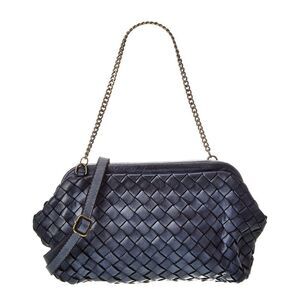 Isabella Rossetti Quincy Hand Woven Leather Clutch, Blue